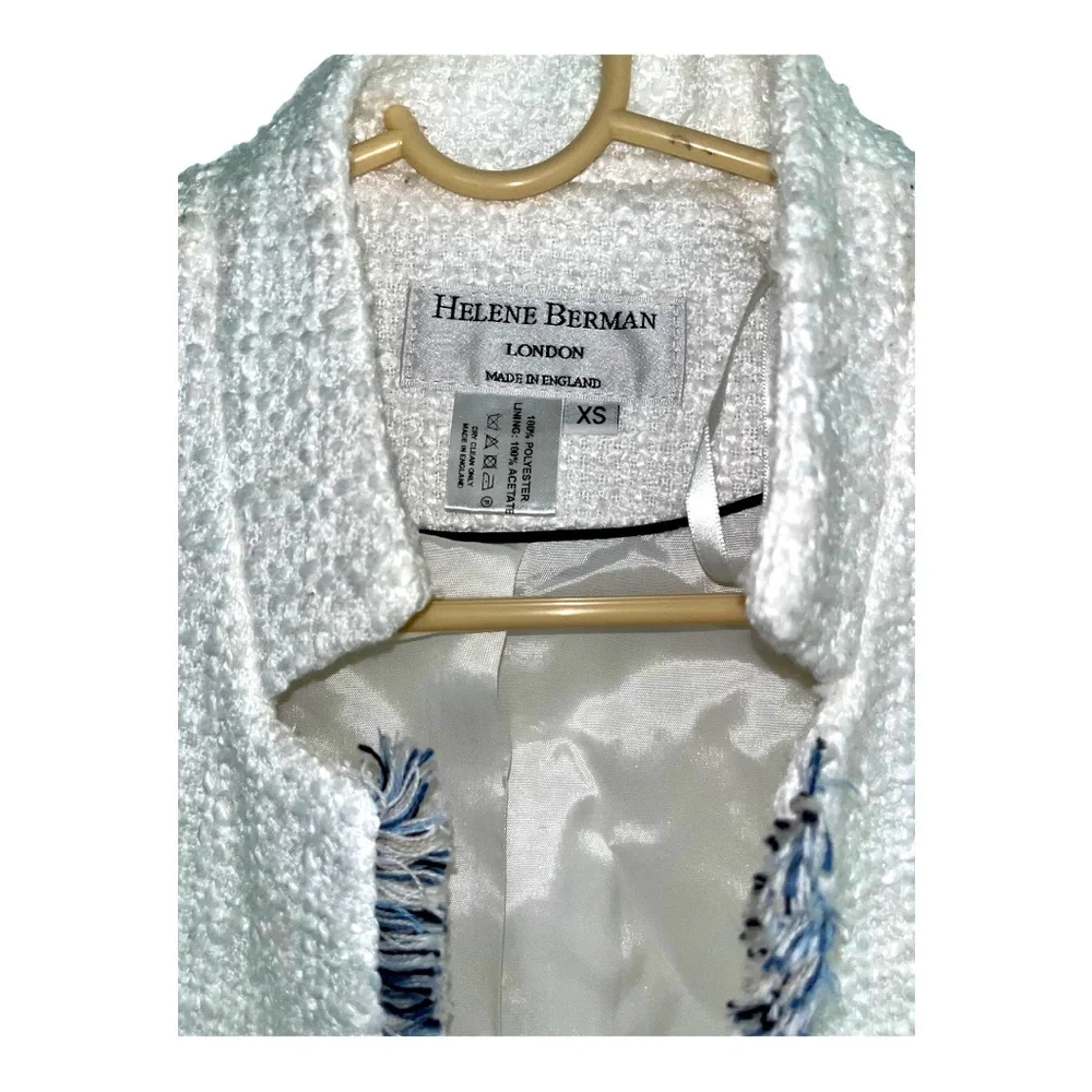 Helen Bergman tweed blazer jacket with fringe size Xs - Picture 3 of 15